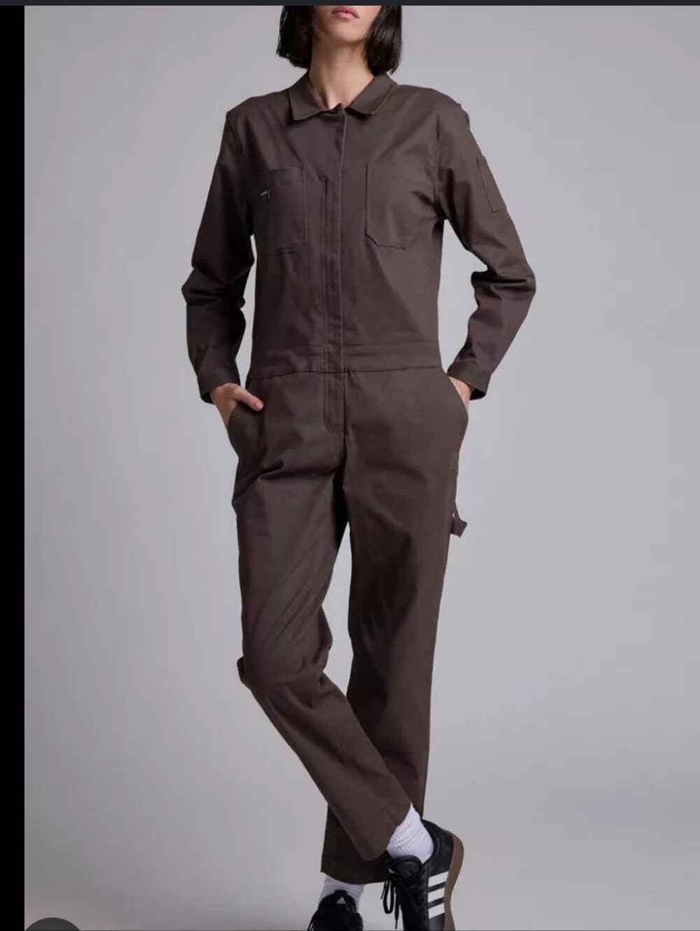 Wildfang Chocolate Brown Utility Jumpsuit